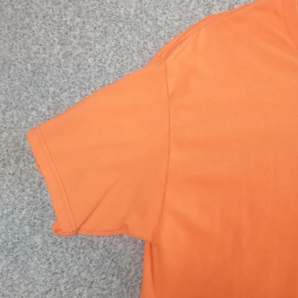 Hanes Heavyweight 50/50 Orange Short Sleeve T-Shirt Mens Large Solid Crewneck